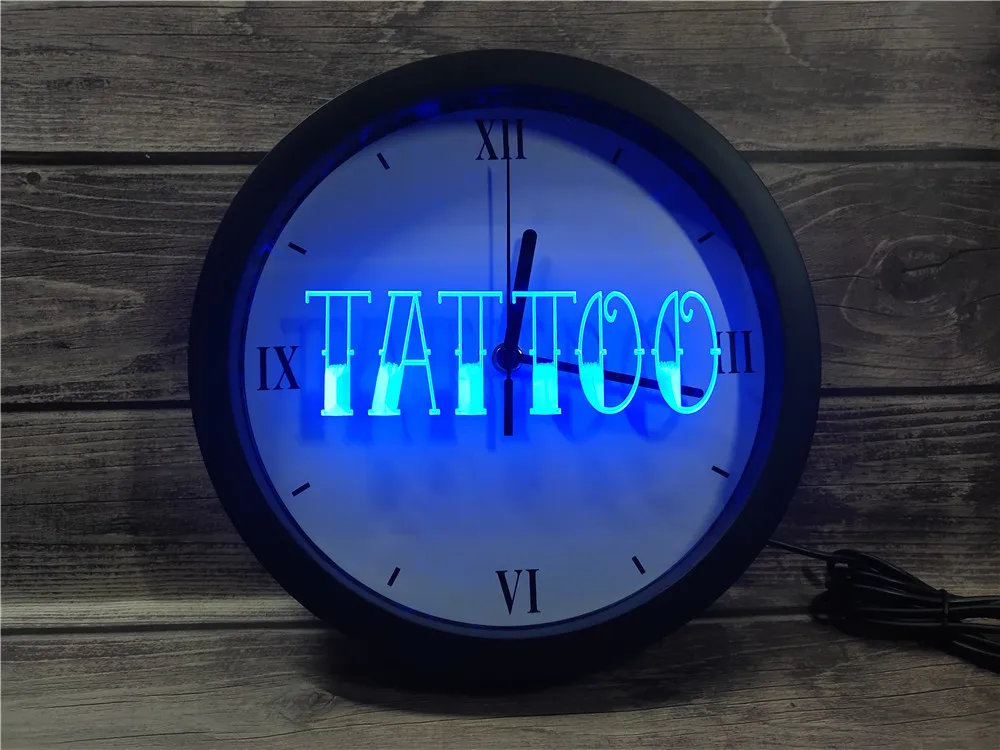 Tattoo Shop Bar Pub Art Piercing APP RGB 5050 LED Neon Light Signs Wall Clock | Clocks