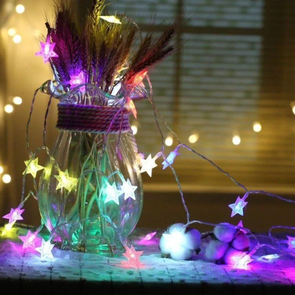 10 20LED сказочные гирлянды в форме звезды Декоративная гирлянда на батарейках для рождественской свадебной вечеринки украшения для дома и сада