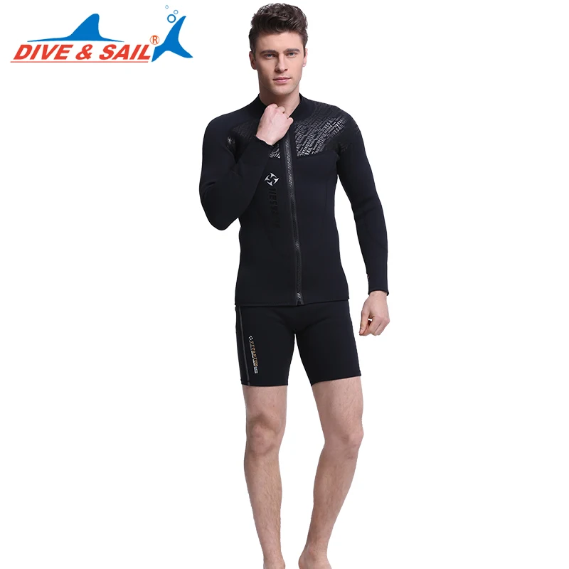 Мужской неопреновый гидрокостюм с длинным рукавом и молнией спереди 3 мм | Спорт