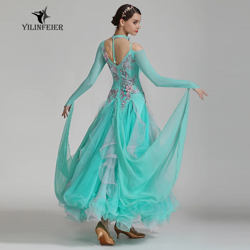 Высококачественное бальное платье для вальса, платья для конкурса бальных танцев, стандартная одежда для бальных танцев, платье для танго S7036