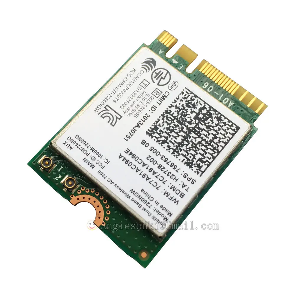 7260NGW беспроводной AC 7260AC NGFF 802.11ac 867 Мбит/с Wifi + Bluetooth BT 4 0 M.2 карта Intel 7260 для HP Pro X2 612 G1