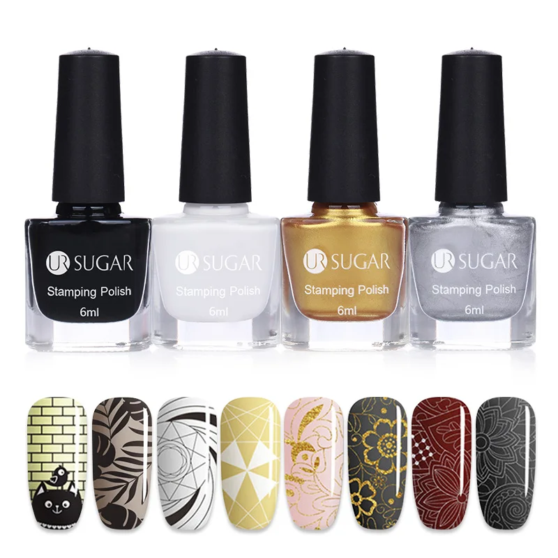UR SUGAR 4 шт./компл. лак для стемпинга для ногтей цветной полировальный лак для маникюра ногтей инструменты для украшения