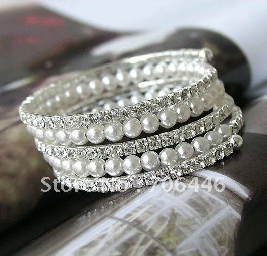 Fashion cream pearl and rhinestone Crystal Wedding Bridal bracelet Jewely | Украшения и аксессуары