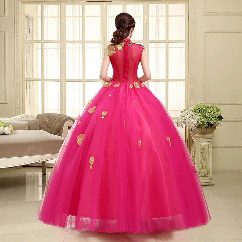 Новое поступление Высокое средства ухода за кожей Шеи Красный Quinceanera платья для женщин Бальные аппликации сладкий 16 15 лет