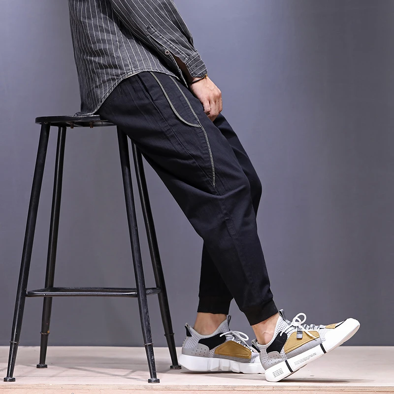 Свободные Повседневное мужские шаровары Для мужчин 2018 ботильоны Длина хип-хоп
