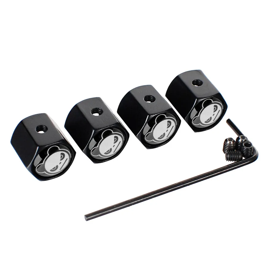 Pandahead-black Автомобильные аксессуары для Honda Fit Jazz hyundai Alfa Romeo Skoda Mazda Trumpchi колпачки вентиля шины паук медведь панда обод декор в виде эмблемы - Color: Pandahead-black