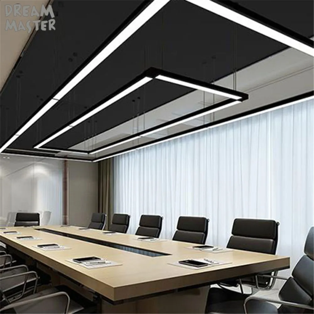 Черно-белая L120cm длинная Светодиодная лента подвесные лампы для офиса 28W 36W 48 W