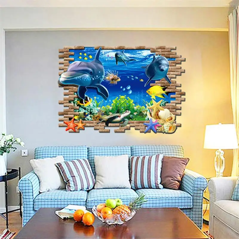 Новые 3d наклейки на стену в виде морского Кита рыбы украшение для детской комнаты