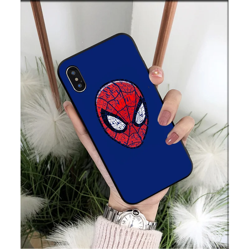 Мягкий силиконовый чехол для телефона MaiYaCa Marvel Spider Man из ТПУ черного цвета iPhone 6S