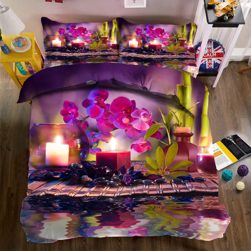 3D Lily Luxury Bedding set winter Double King Queen size Bedsheet Duvet cover Pillowcases | Дом и сад