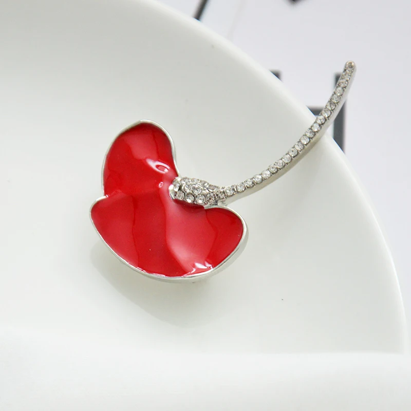 Новые Красные маки брошь в форме цветка со стразами для женщин Rhinestone Broshes металлические Brosh Свадебные украшения Одежда Аксессуары
