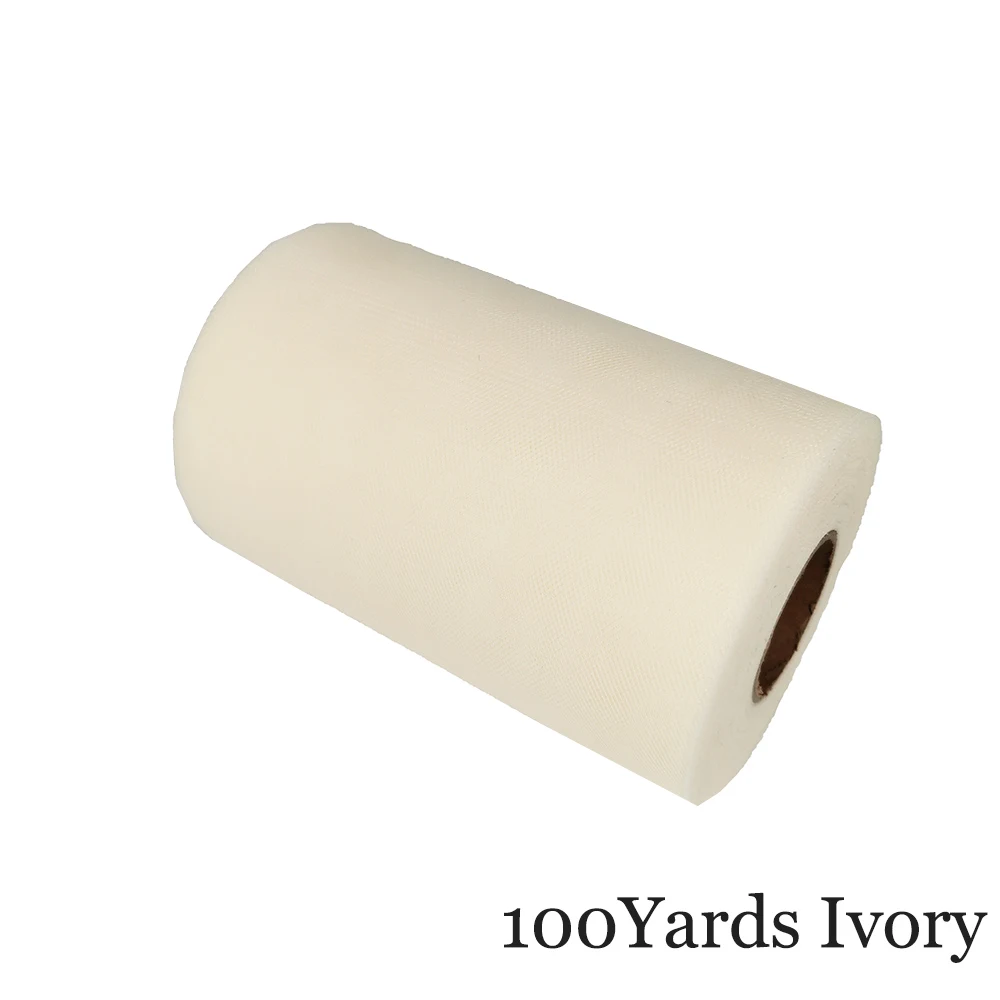 Ivory 15 см, 100 ярдов, фатиновая пачка в рулоне, 6 дюймов, Тюлевая пачка для душа для малышей, сделай сам, для свадебной вечеринки, дня рождения, без шитья, вечерние пачки, декоративные принадлежности - Цвет: Ivory