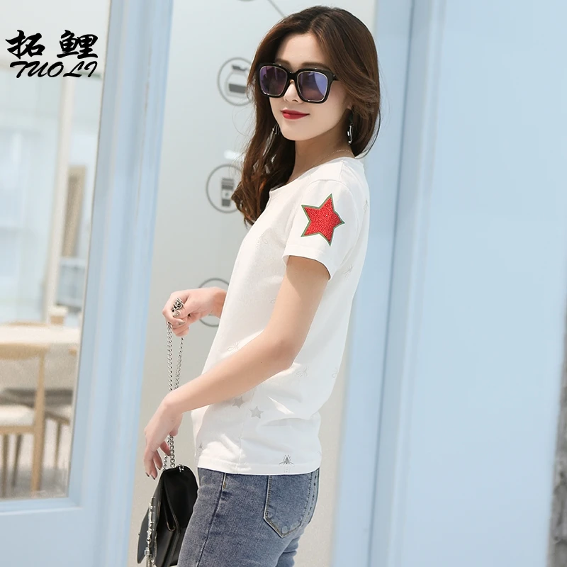 Новая футболка с короткими рукавами женская летняя 2019 версия рубашки джемпер