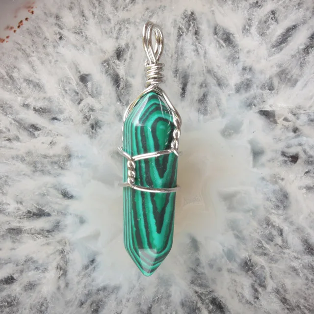 malachite Микс Кристалл Камень Опал Малахит Лапис Зеленый Хаулит Камень Оникс розовый кварц, Сердолик Граненый Шарик Твининг кулон 1 шт - Окраска металла: malachite