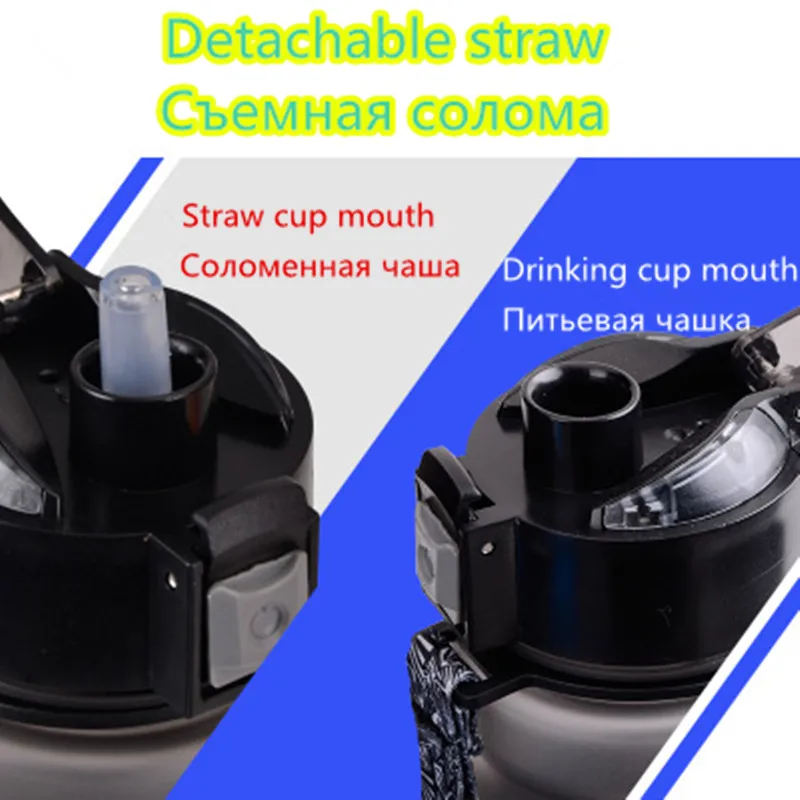 Bpa free portable sports plastic water bottles kids outdoor leak-proof straw detachable Drink bottle For Sports camping hiking