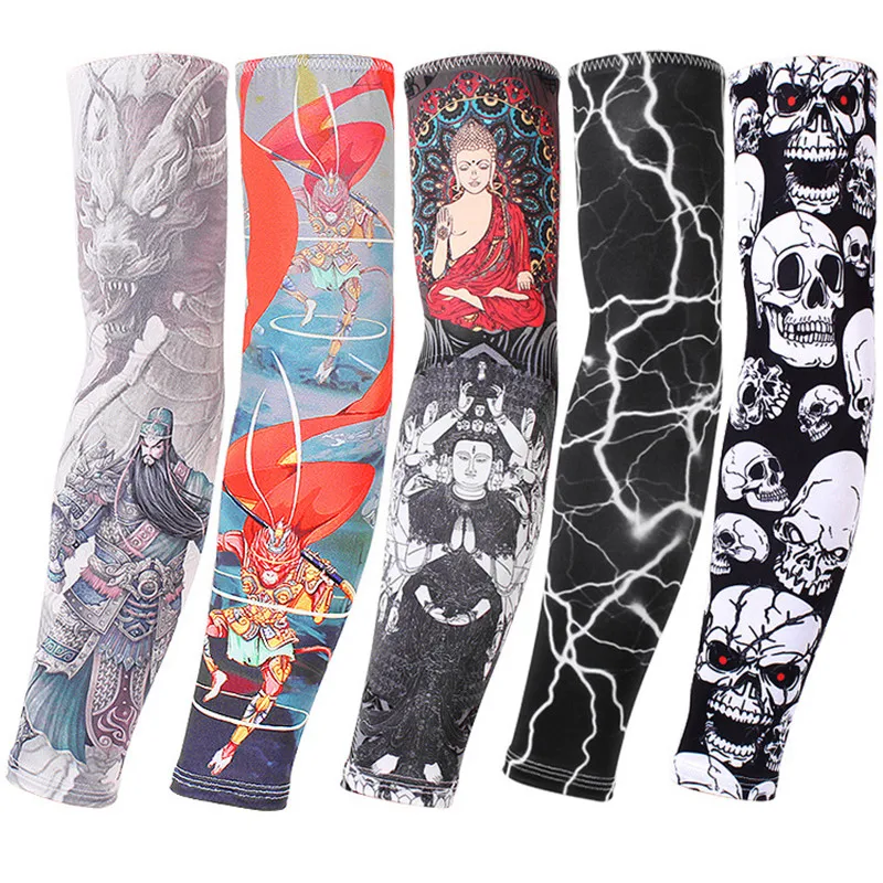 

S115 Cycling Arm sleeve Ice silk sunblock sleeve outdoor cycling arm tattoo men and women arm cover fishing Raglan sleeve