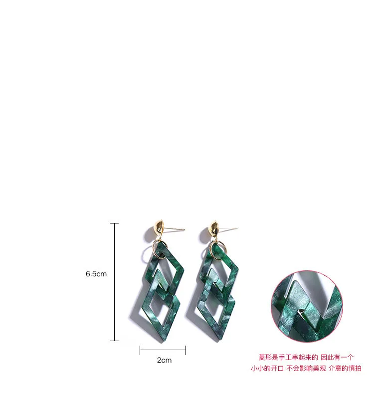 

"6 Colors Connecting Rhombic Acetate Material Acrylic Dangle Earrings Women Golden Drop Earrings "
