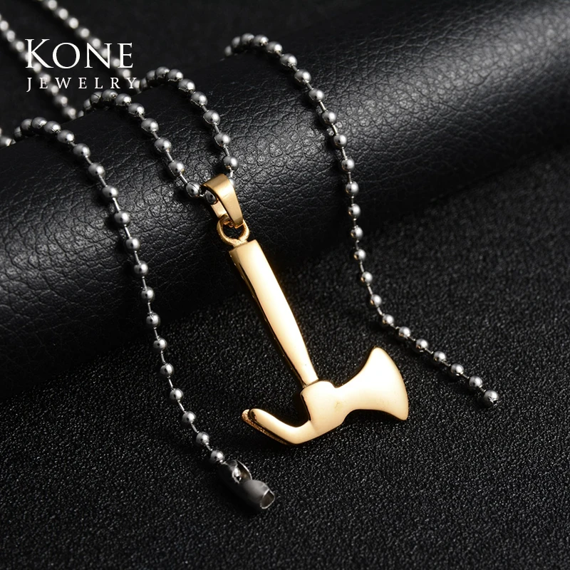 Простой Модный панк Золотой цвет топор из нержавеющей стали цепочка бисера