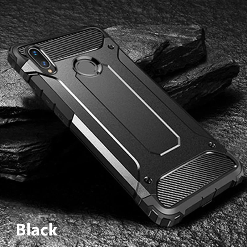 Роскошный армированный противоударный чехол для Xiaomi Redmi Note 7 6 Pro 5 PLus 6A 5A PC чехол для Xiaomi Pocophone F1 силиконовый мягкий чехол - Цвет: Black
