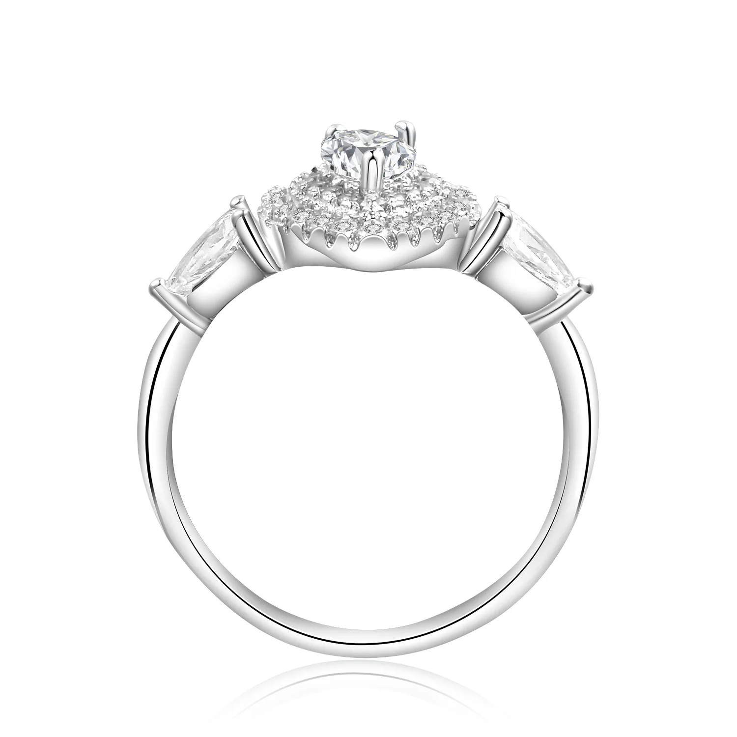 free shipping silver plated ring for woman wedding white &amp pink color heart stone lady high quality crystal Ring | Украшения и
