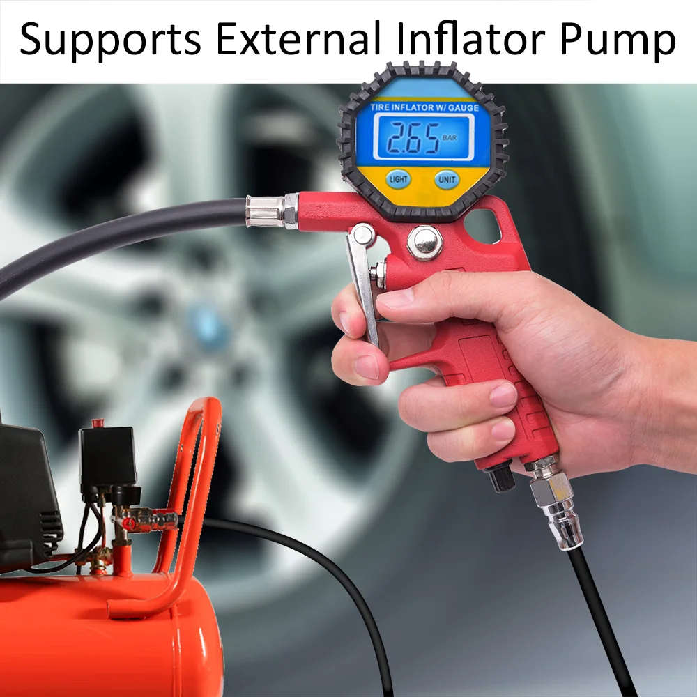 150PSI HD цифровой ЖК-дисплей Подсветка Датчик давления в шинах ручной измеритель Накачка шин инструмент для накачивания для мотоцикла автомобиля грузовика