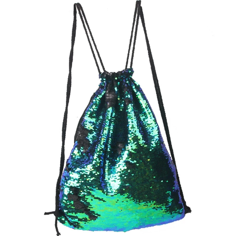 2019 новые брендовые двусторонние пайетки рюкзак на шнурке Блестящий Cinch пакет