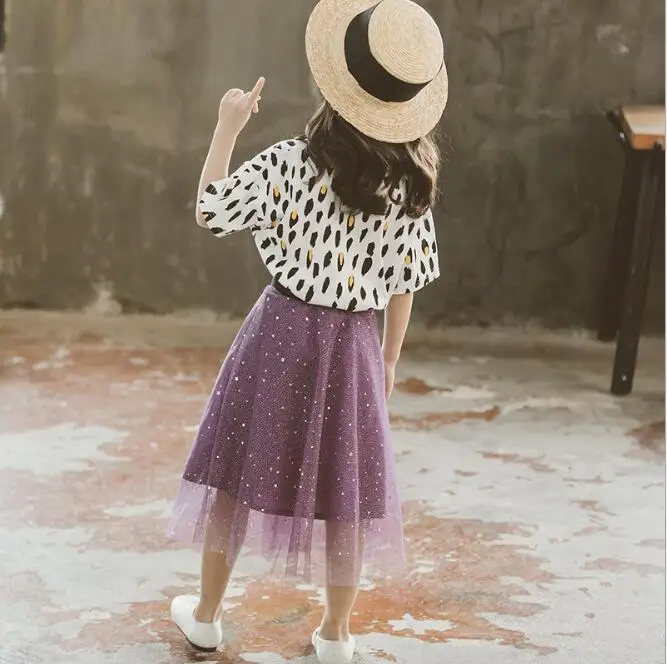 Одежда для девочек коллекция 2019 года летняя хлопковая Футболка с леопардовым