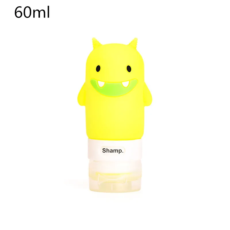 60ml green Еда из пищевого силикона 60/80/90/100 мл для макияжа Симпатичные Путешествия бутылки шампуня для геля и лосьона для душа суб-розлива трубка Squeeze пустая бутылка - Цвет: 60ml green
