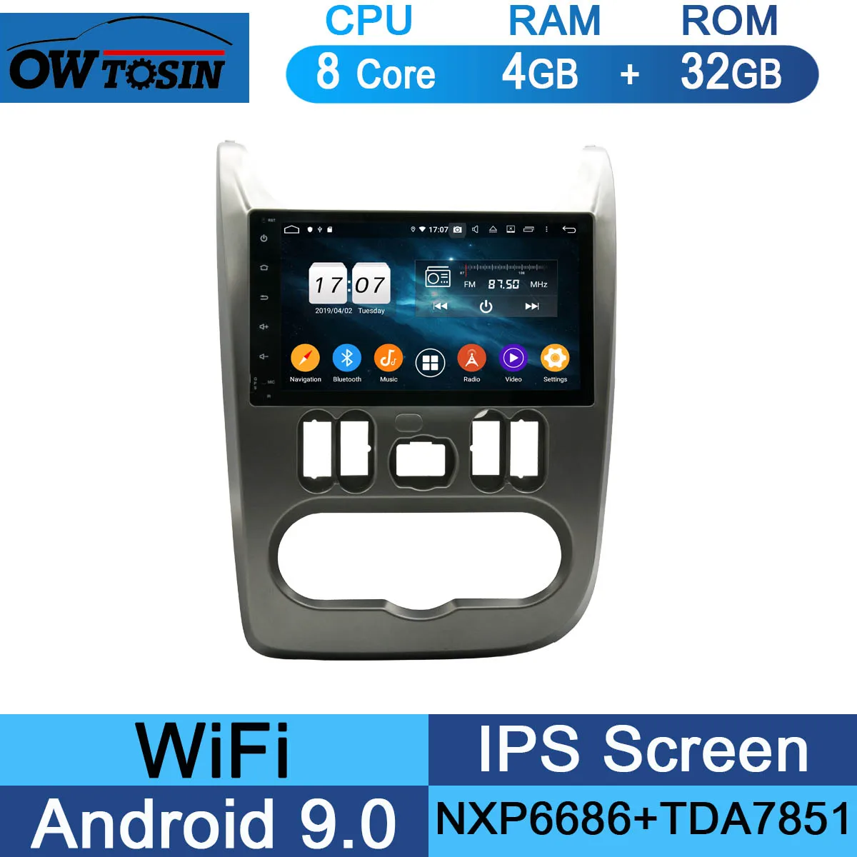 32G " Восьмиядерный Android 9,0 4G+ 64G Автомобильный dvd-плеер для Renault Logan Sandero Duster DACIA Logan Sandero автомобильный Радио gps Navi Parrot BT - Цвет: 32G