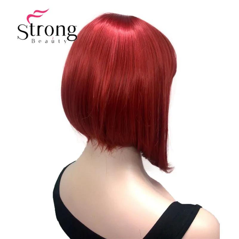 StrongBeauty короткий прямой блонд выделенный боб с челкой синтетический парик черный коричневый красный женские парики выбор цвета