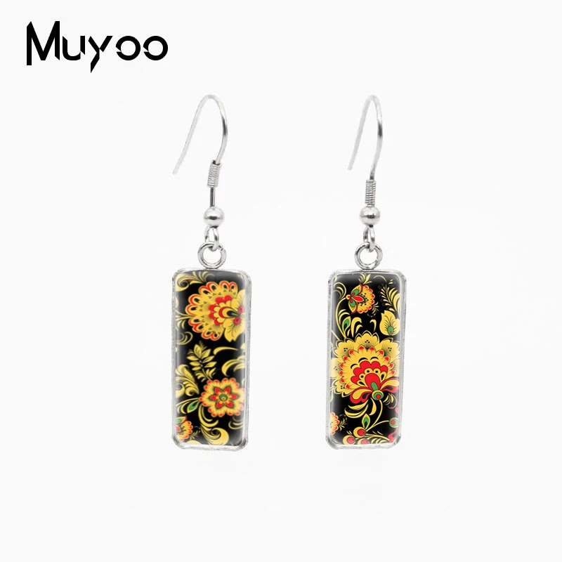 Новые модные стильные полированные серьги в стиле народного искусства