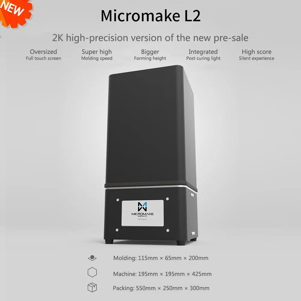 Micromake новое обновление L2 2 к разрешение УФ смолы 3d принтер SLA/DLP 3d принтер для отверждения с сенсорным экраном высокая точность