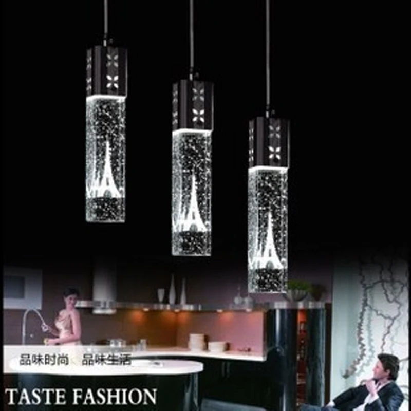 

Modern brief bubble clear crystal LED pendant light fixture home deco dining room Eiffel Tower inside aluminum pendant lamp