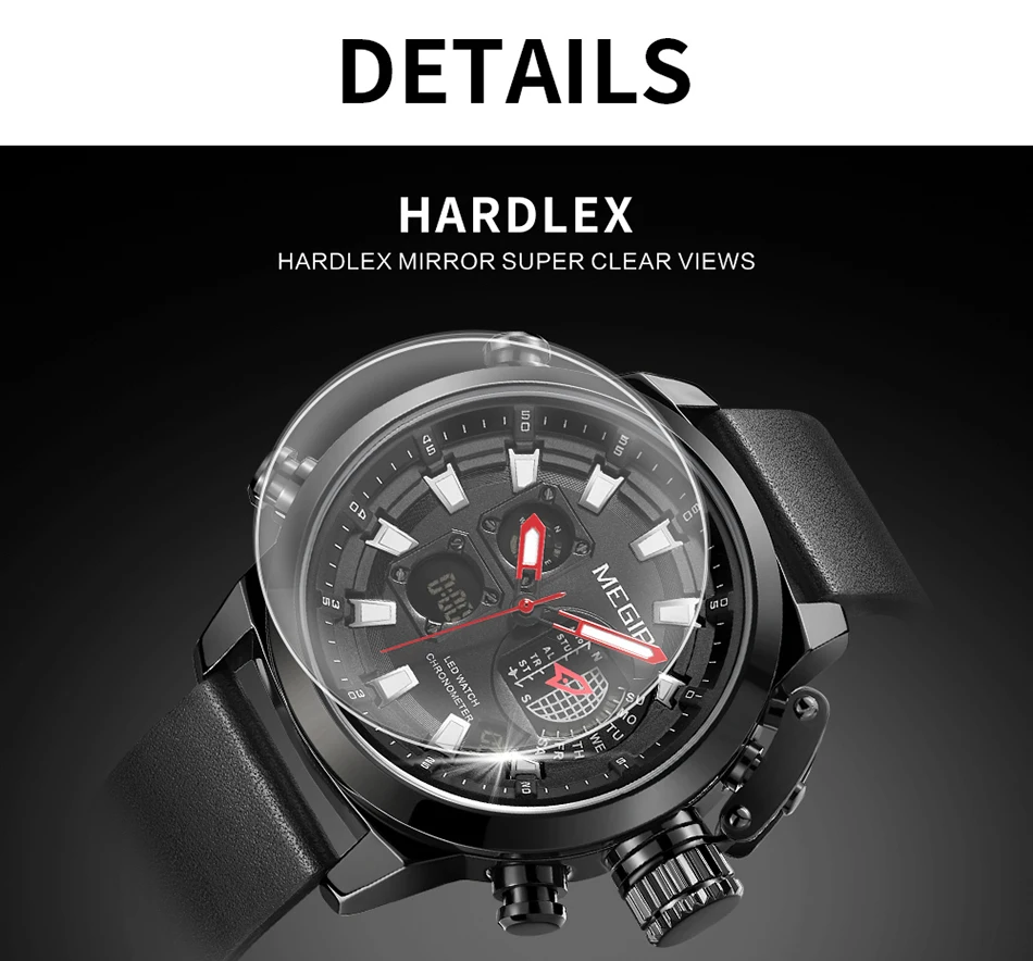 MEGIR Мужские Спортивные кварцевые наручные часы с кожаным хронографом, водонепроницаемые армейские военные мужские часы, роскошные часы от ведущего бренда, мужские часы