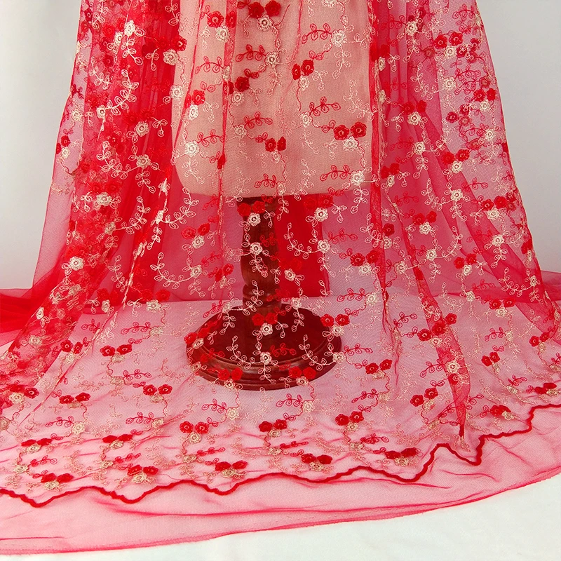 1yd двойной цвет вышитые кружевной тюль отделкой для девочек женское платье пошив