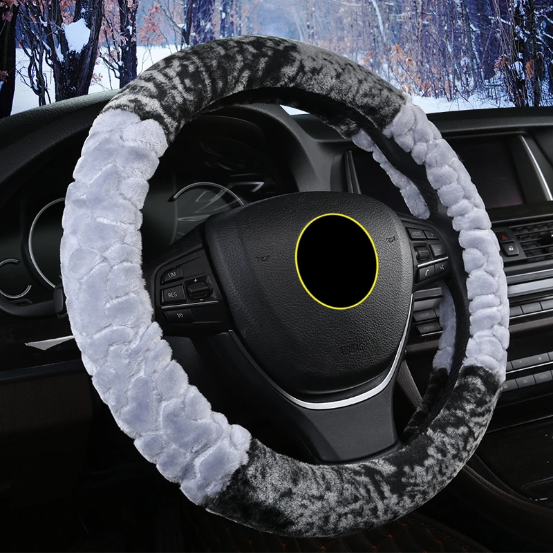 Плюшевая Автомобильная накладка на руль с подогревом 15 дюймов мех теплая зимняя