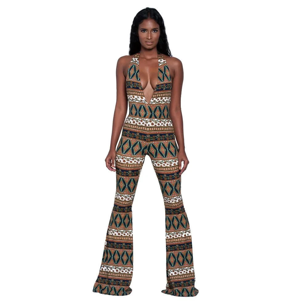 Летний комбинезон без рукавов с широкими штанинами Женский Модный этнический