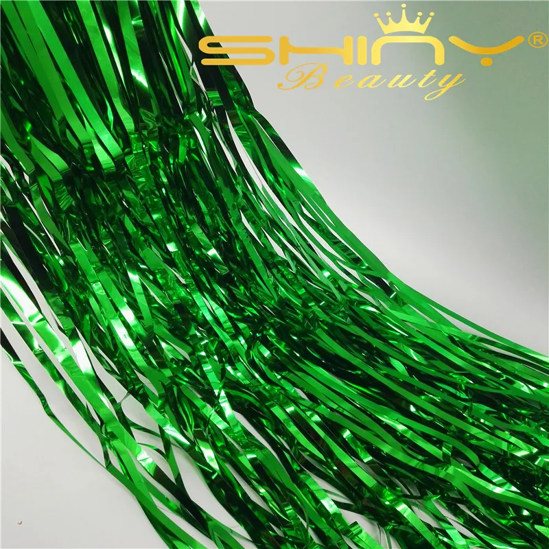 Shinybeauty Свадебная полоса фольги занавес 3x10ft зеленый дверь окна вечерние для