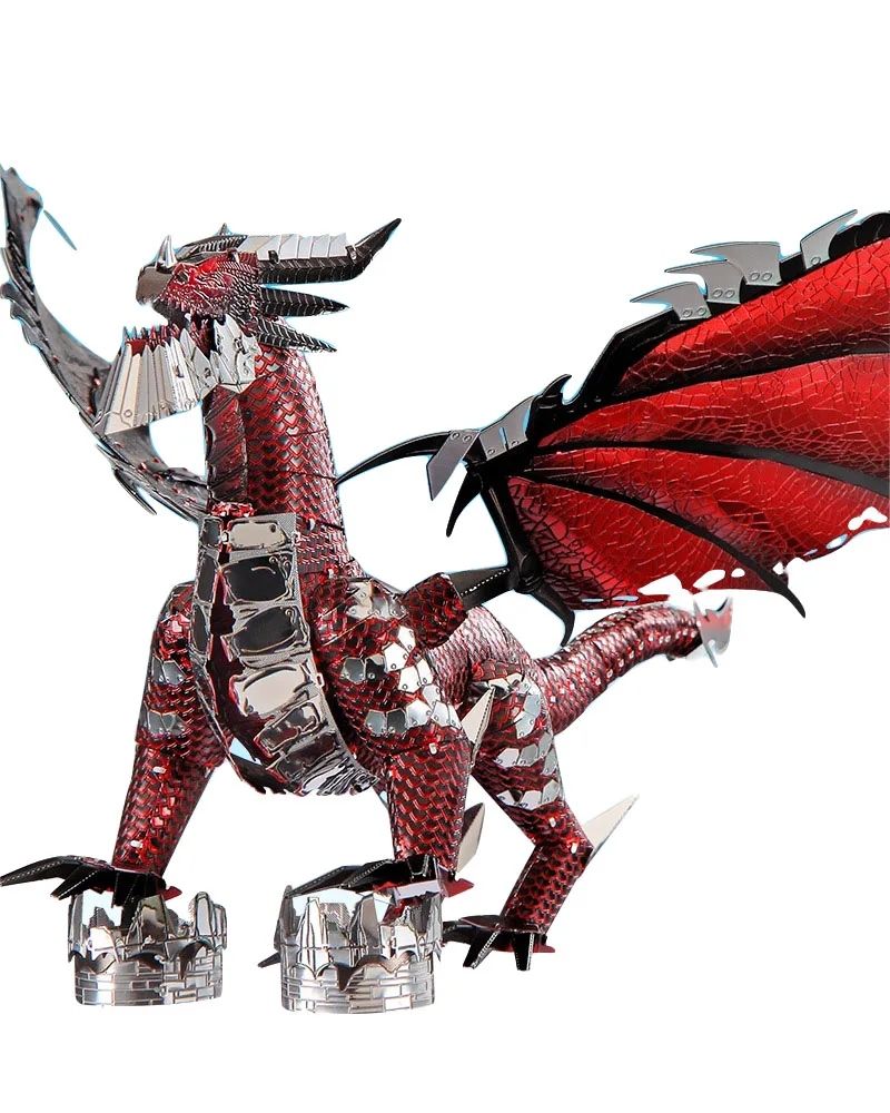 Piececool 3D Metal Puzzle The Black Dragon Model DIY 3D Laser Cut Assemble Jigsaw Toys Desktop decoration GIFT For Children - Цвет: The Black Dragon