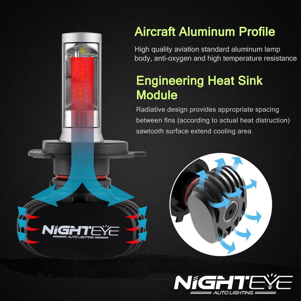 NIGHTEYE H4/9003 Автомобильный светодиодный свет 50 Вт комплект 8000lm 6500 K 12 V Светодиодный