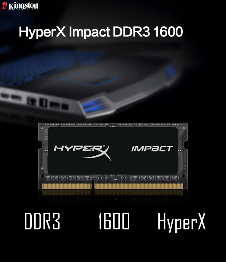 Оперативная память kingston HyperX Impact DDR3 DDR3L 4 ГБ 8 ГБ 1600 МГц CL9 SODIMM 1,35 в память для ноутбука HX316LS9IB/8 черный