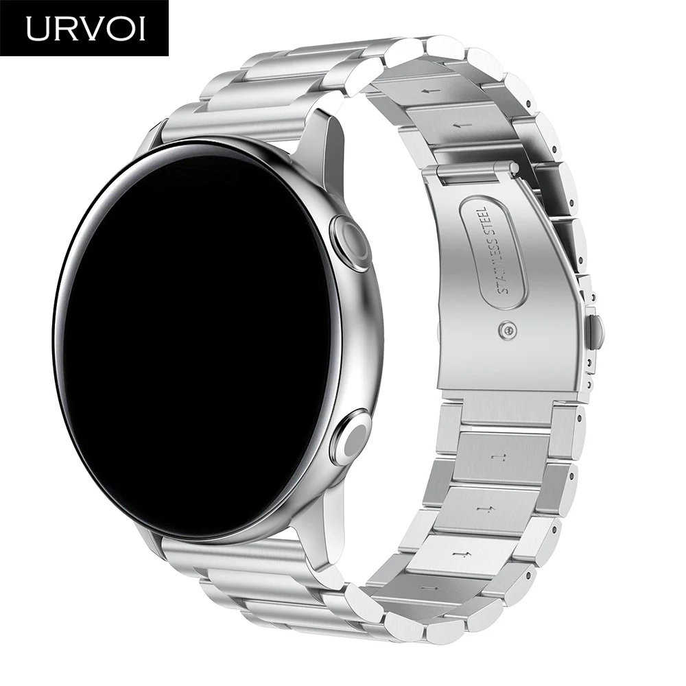 URVOI 3 rows band for Galaxy Watch Active strap stainless steel Fold over clasp quick release durable wrist 4 colors 42 46mm