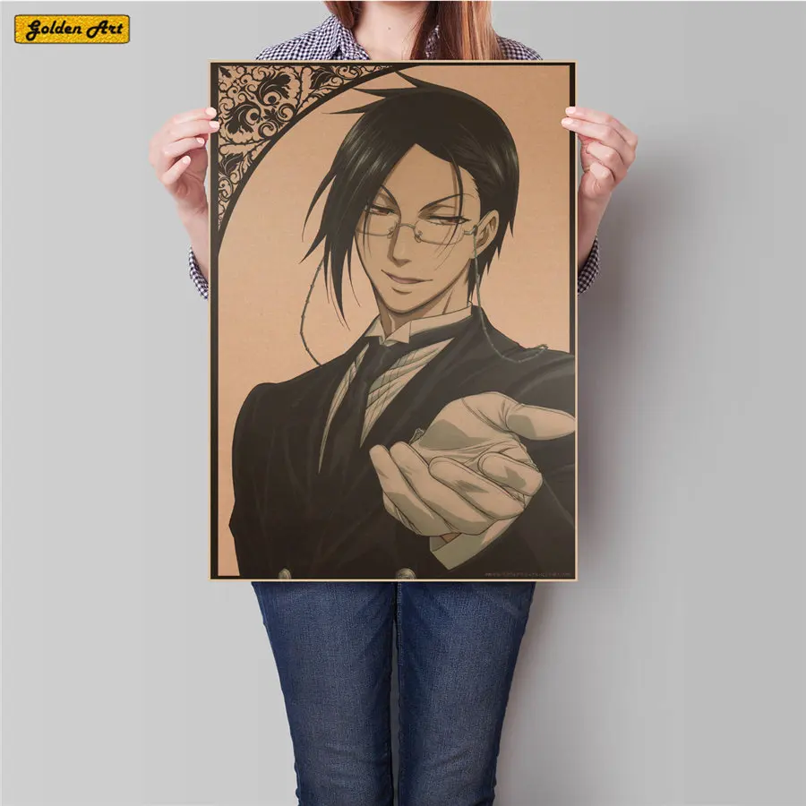 Японский постер из комиксов Black Butler винтажная картина в стиле ретро для рисования