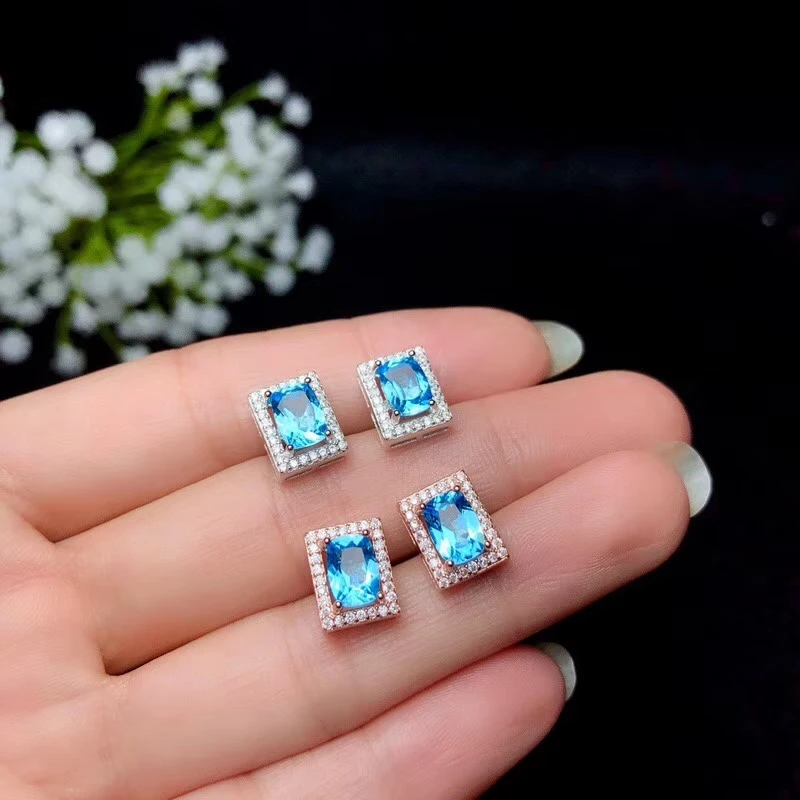 Ювелирный Набор из драгоценных камней с голубым топазом по конкурентоспособной