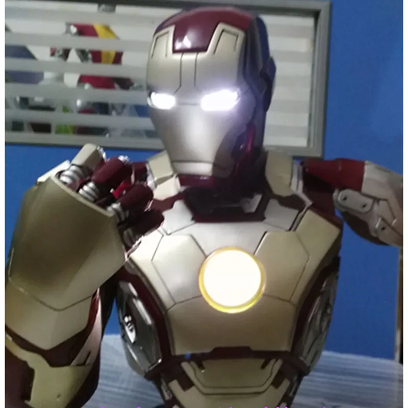 Сосо прохладно! 1:2 весы iron man MK42 Tony Strak! Железный человек модель 41 см смолы бюст со светодиодной глаз и груди ядро энергии