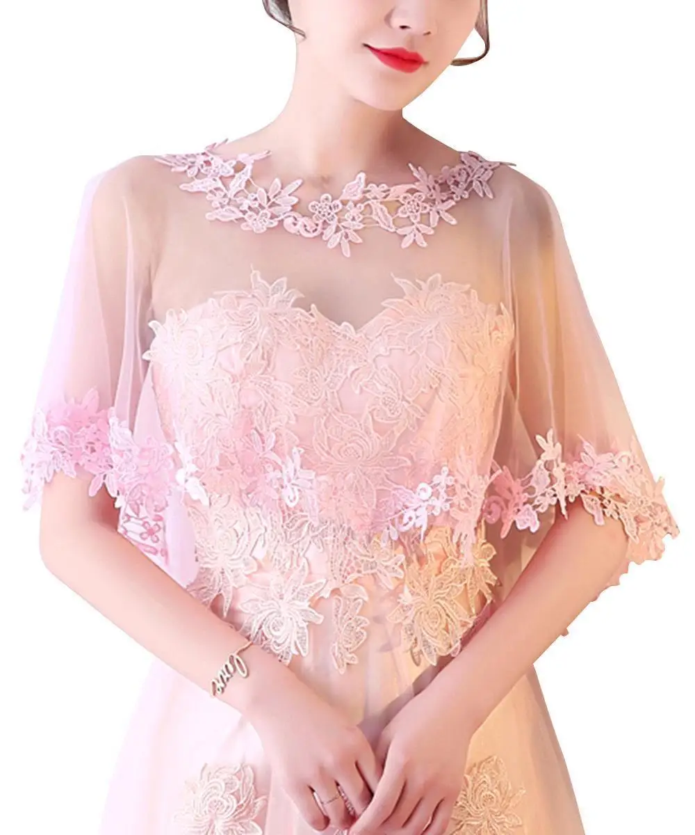 light pink Разноцветное кружевное болеро, накидка s, женская свадебная накидка, кружевная Женская шаль, вечерние накидки, короткая свадебная накидка, свадебные аксессуары - Цвет: light pink