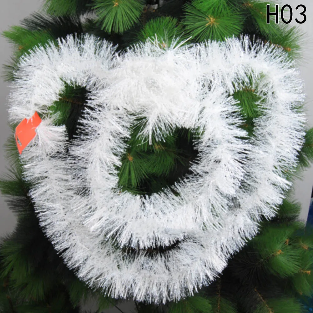 200cm Colorful Christmas Decoration Bar Tops Ribbon Garland Christmas Tree Ornaments White Dark Green Cane Tinsel Party Supplies images - 6