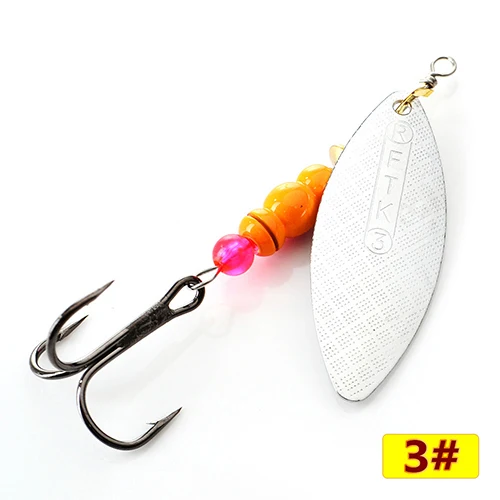sliver3 FTK 1 шт. 1#2#3#4#5# Спиннер приманка с бусинами с тройными крючками для приманки для ловли щуки - Цвет: sliver3