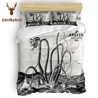 familydecor dhl free shipping the kraken black spiced rum octopus quilt bedding set quilted duvet set independence day polyester