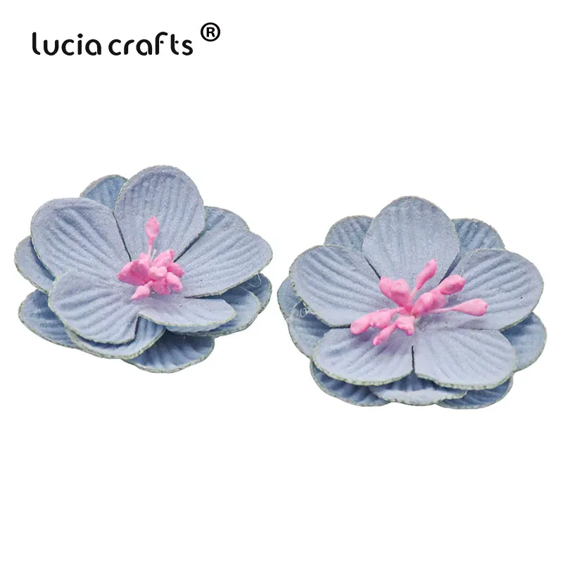 Lucia crafts 5 шт/6 шт 4 см искусственная кожа Цветок голова DIY свадебная обувь головной убор ручной работы аксессуары B0208 - Цвет: C3 Blue 5pcs